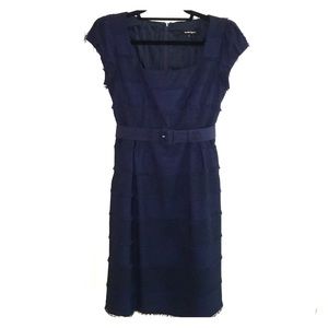 Nanette Lepore navy dress w/ cap sleeves & belted