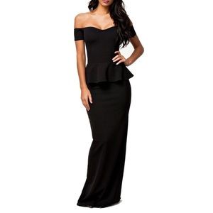 Drop Shoulder Maxi Evening Dress