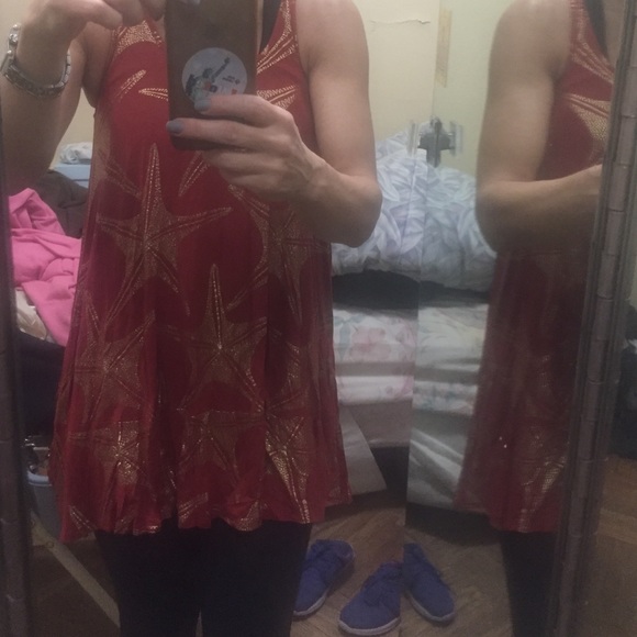 red & gold dress/top/cover upperfect condition!!! - Picture 3 of 4