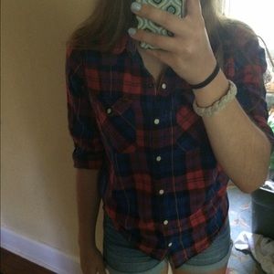 blue and red flannel