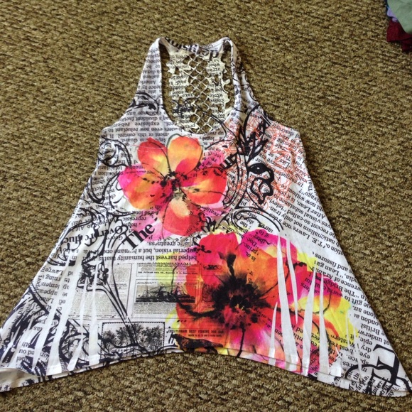 Newspaper tank top with cut out back