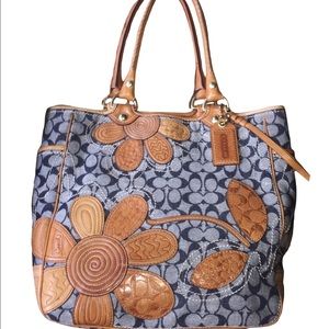 RARE! Coach Bleeker Blue Denim Large Tote Purse