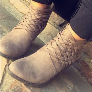 Fergalicious taupe weever booties