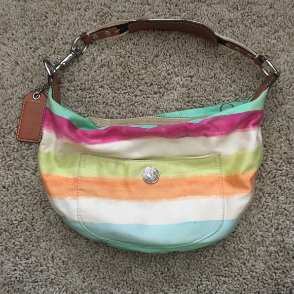 Coach Hampton Watercolor Stripe Hobo Bag