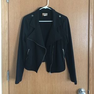 Black Motto Jacket with Zipper Detailing