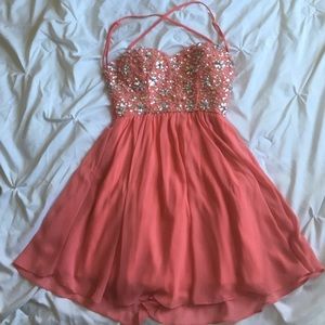 Formal pink glam minidress