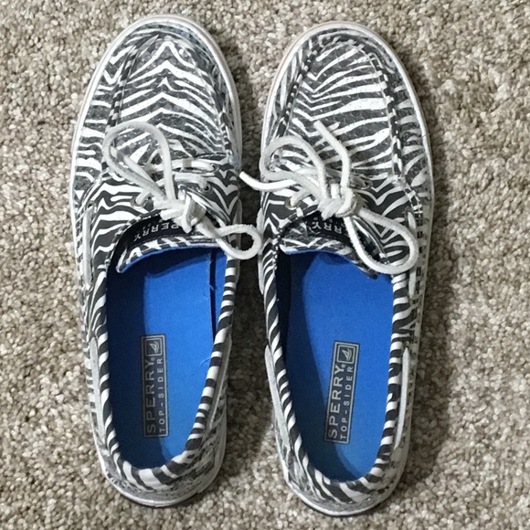 Sperry women's size 6.5 zebra print and sequins