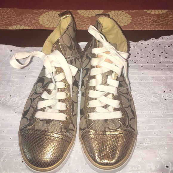 Coach Gold High Top Sneakers - Picture 1 of 3