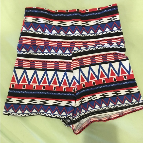 High waisted tribal print shorts