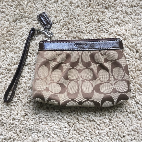 Coach brown wristlet