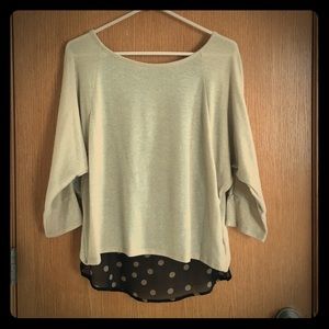 Beige and Gold top with a sheer back opening