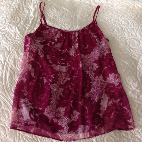 NY&Co Maroon & Cream Floral Tank Top