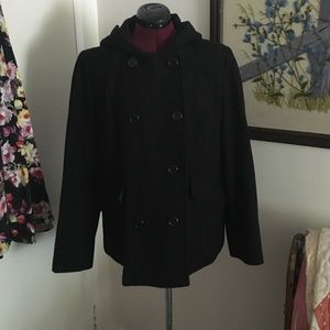 Classic Black Peacoat with Hood