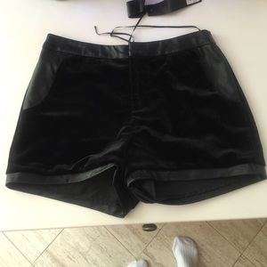 C.Luce velvet w/leather trim shorts NWT SIZE SM