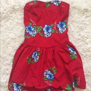 Strapless Hollister Red Floral Dress
