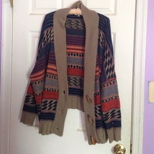 Oversized tribal print sweater