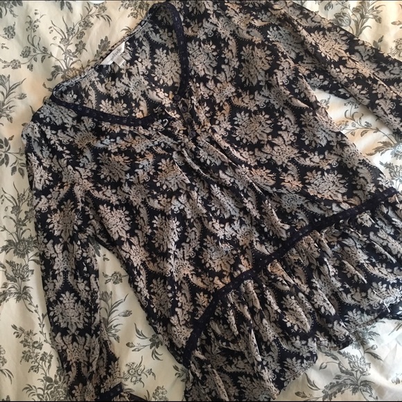 Charming Charlie Brocade Print Chiffon Blouse