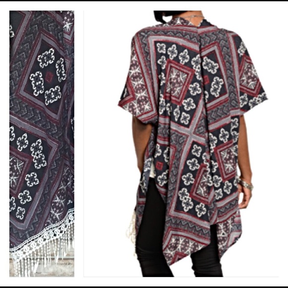 Chic Fringe Cardi Kimono Wrap O/S - Picture 3 of 4