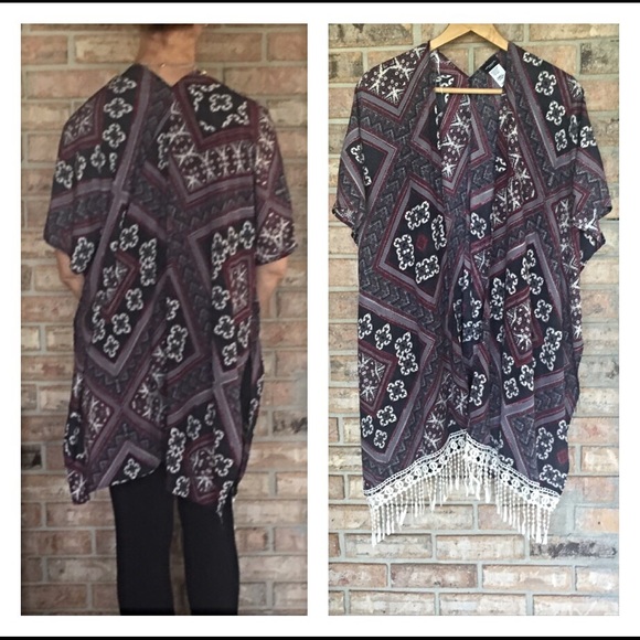 Chic Fringe Cardi Kimono Wrap O/S - Picture 4 of 4