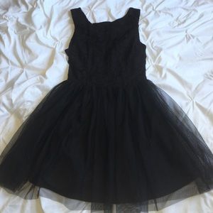 Mini black fit and flare dress