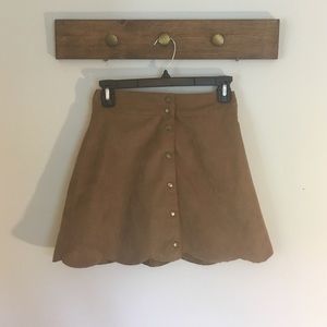 Tan/Camel color scalloped mini skirt