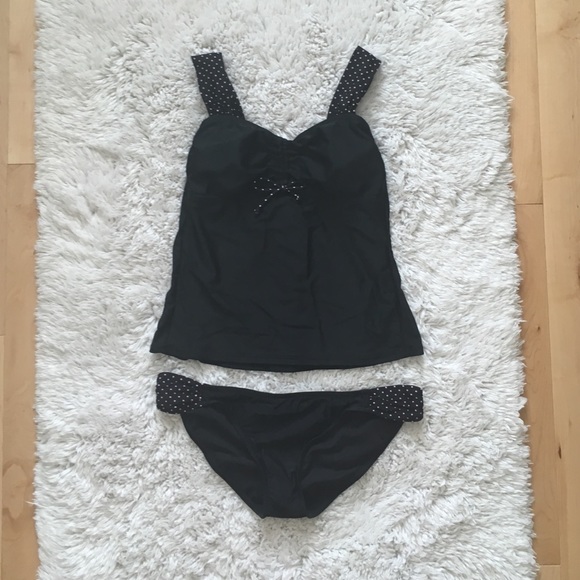Black Monokini with light pink polka dots - Picture 1 of 3