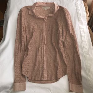 Button Up Thick Lace Blouse