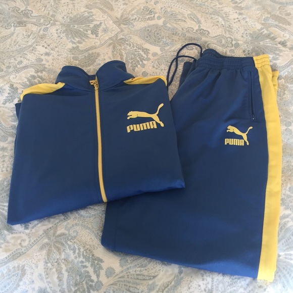yellow puma jogging suit