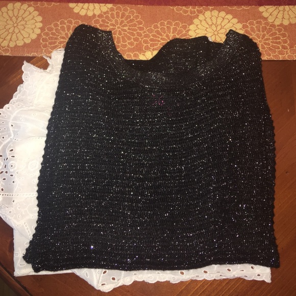 Sparkly Black 3/4 Sleeve Sweater