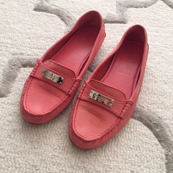 Coral coach loafers