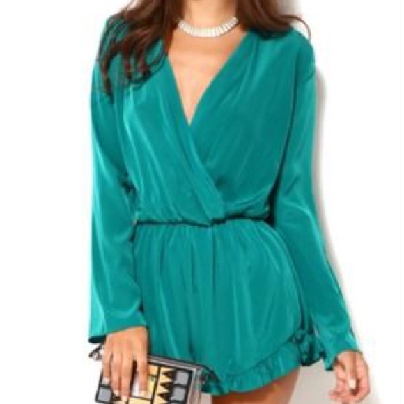 Teal green surplice honey punch romper