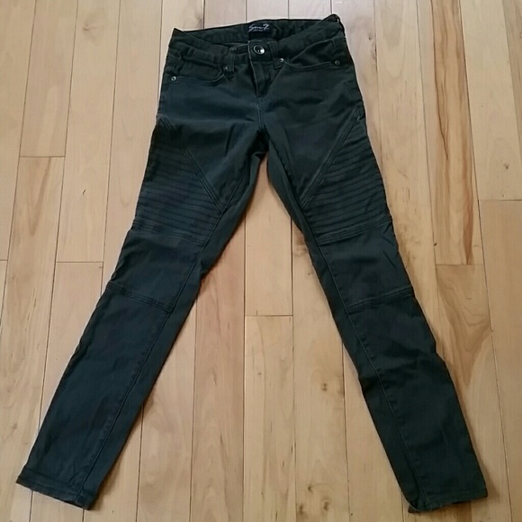 Olive Green Moto Skinny Pants SEVEN jeans 2