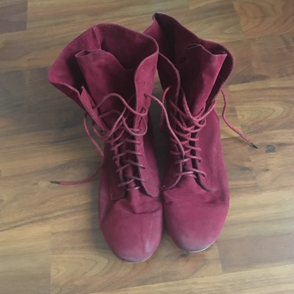 Red Faux Suede boots