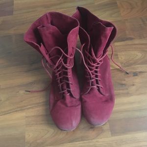 Red Faux Suede boots