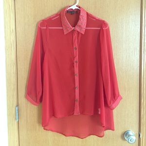Rusted Red Button Up Blouse