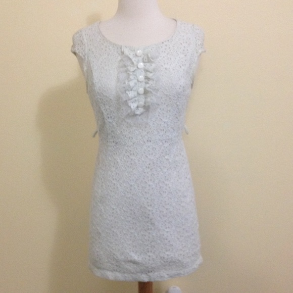 Creme Flower Lace Mini Dress