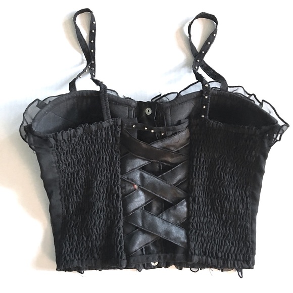 ❌SOLD❌ 34B Black Ruffle Beaded Bustier - Picture 4 of 4