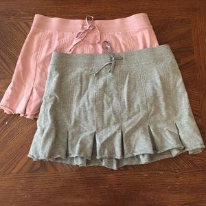 Pair of cotton mini skirts-pink and gray