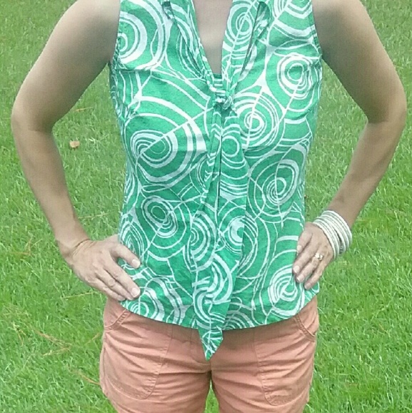 Merona 100% cotton sleeveless top with tie at neck