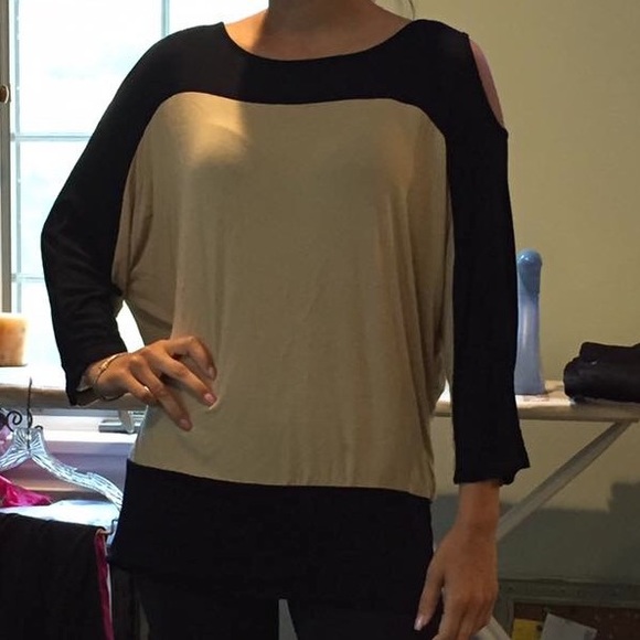 INC top with peek-a-boo shoulder