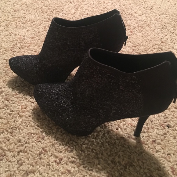 Black lace high heels