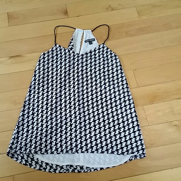 Express Black and white herringbone tank xs