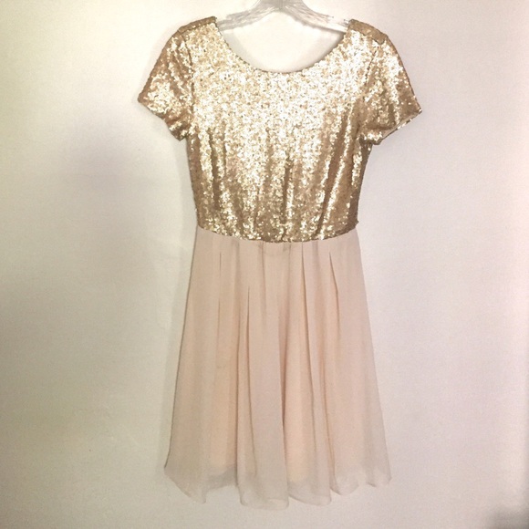 Sequined rose gold party dress
