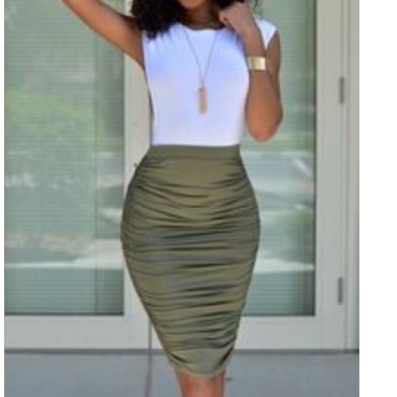Dresses & Skirts - Olive green midi ONE HOUR SALE