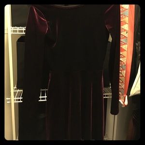 Velvet wine colored long sleeve dress