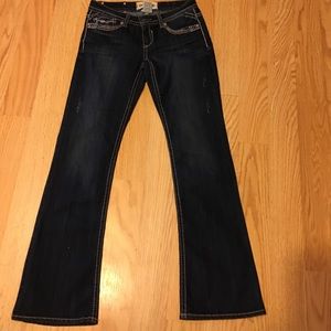 Hydraulic dark wash boot cut jeans