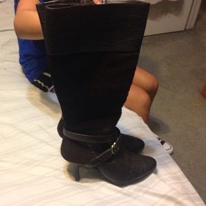 Calf high brown boots by natural soul size 9