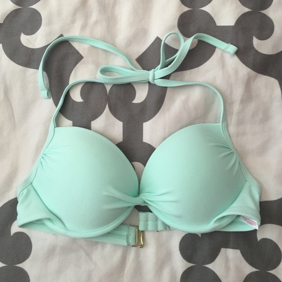 Light blue aqua mint push up bikini top