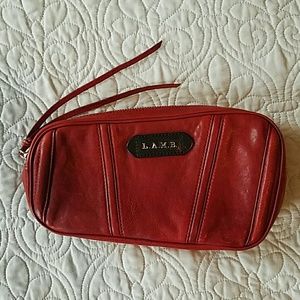 L.A.M.B. Red leather clutch with bag