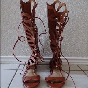 NEW lace up brown sandals